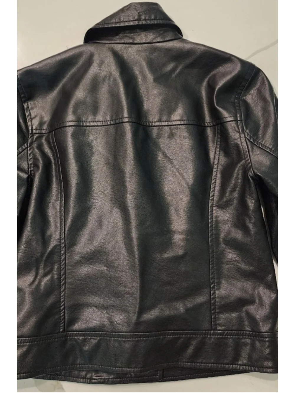 Abercrombie Kids Black Faux Leather Motorcycle Moto Biker Jacket Size 7/8